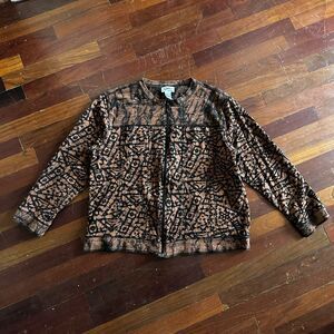 Chico's Brown Textured Zip-Up Jacket XL